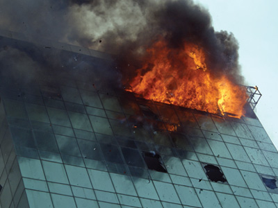 Fire in Building facade