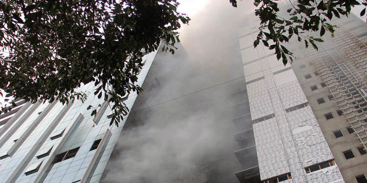 Fire In building facade