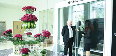 Dr. Winfried Heusler, at the schüco FWS 35 PD façade display