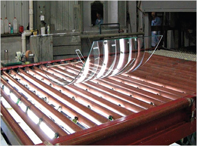 Single curved glass production