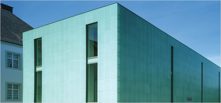 Abbey Liesborn Museum showcasing glass ceramic façade