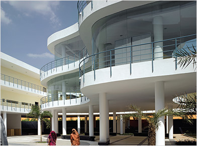 Another view of the façade of Pearl Academy