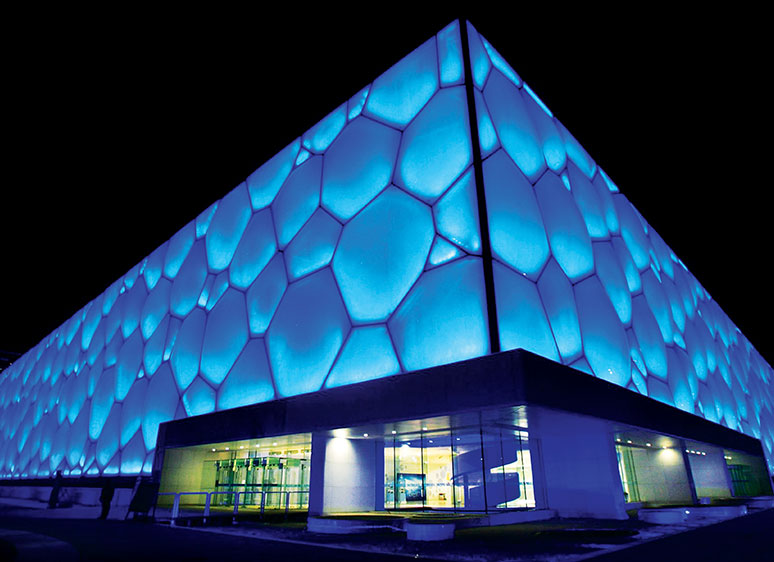 Exterior Facade Cladding Design at The Water Cube Stadium in Beijing China