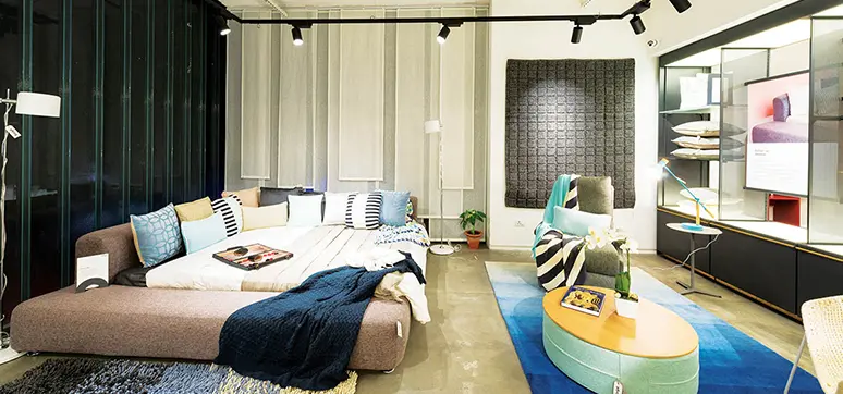 The interiors with open and closed louvers