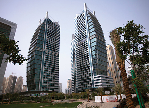 curtain wall facade at Armada Tower - Dubai