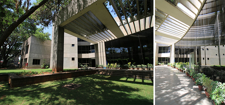 Gokuldas Images, Bengaluru: The corporate headquarters of a garment export firm. Architecture reveals many climatically specific responses to shading and daylight, ventilation and breeze and thermal capacity