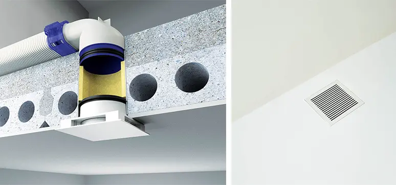 C+ demand-controlled ventilation: Polluted air is extracted on-demand in as well wet as dry rooms