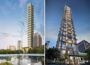 The 42 is a 65 floors tower with triple-height entrance lobby