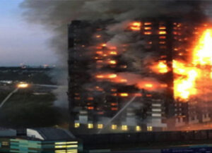 Fire at the Grenfell-Tower in London, June 2017