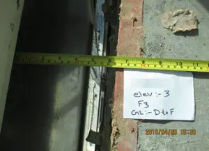 Gap between façade and slab edge, where perimeter fire barrier is required
