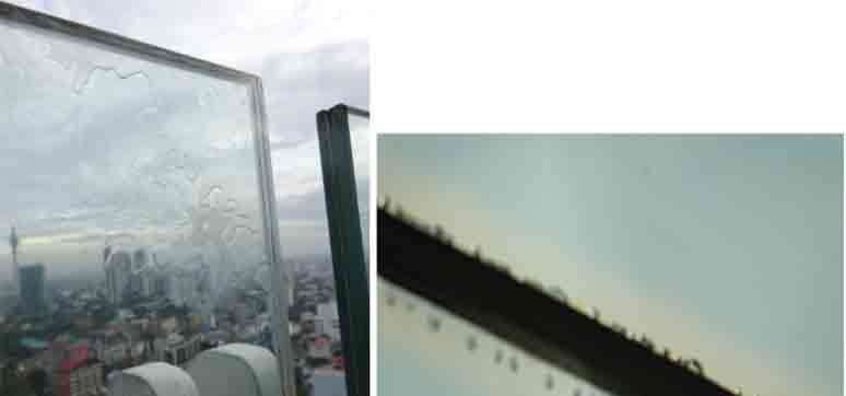 Defects on laminated glass