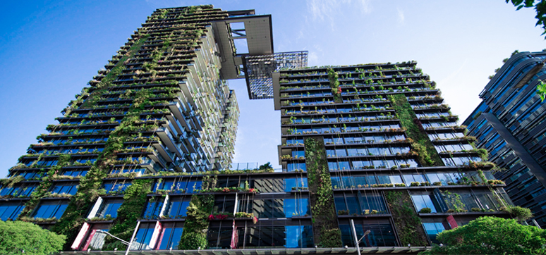 The effects of green buildings result in 1.40C cooler in summer and 3.80C warmer in winter