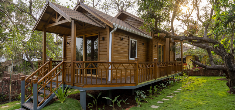 Resort style wooden cottage made from SPF