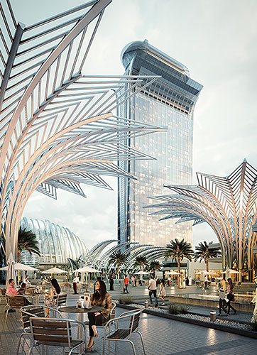 Showing the whole façade design of the hotel Project: Nakheel Mall Hotel, Palm Jumeirah Dubai UAE Client: Nakheel