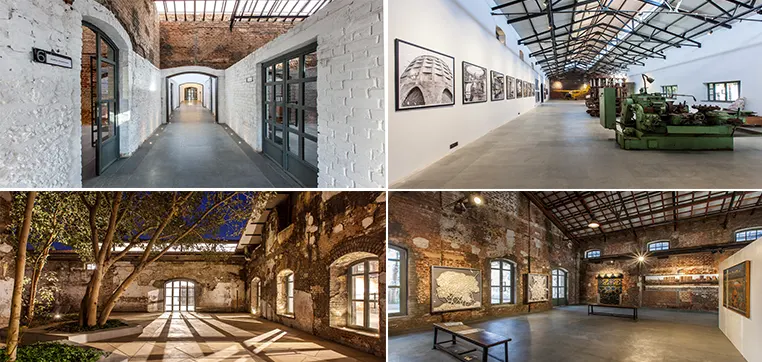 Alembic Museum, arched corridor, exhibition space and the courtyard