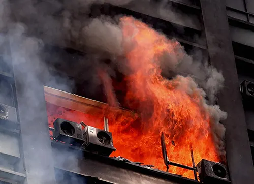 A fire at Nipun Tower in a community centre in Karkardooma area of East Delhi.