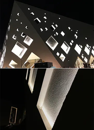 Integrated lighting to highlight facade niches