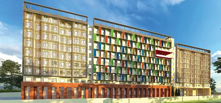 Façade of the co-living project