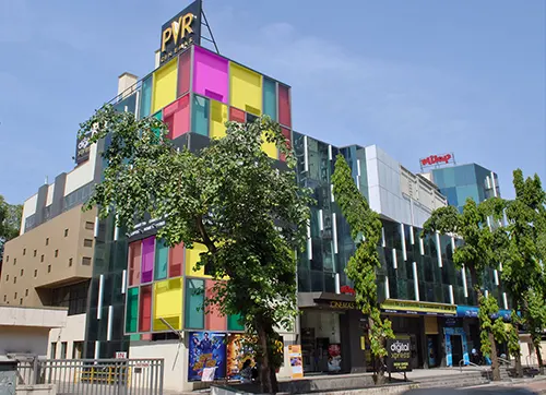 Milap Theatre - Coloured glass façade
