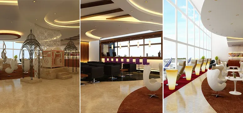 Fenestration of an airport lounge in New Delhi