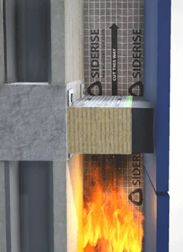 In the event of a fire, the intumescent material on open-state cavity barriers expands in reaction to high heat