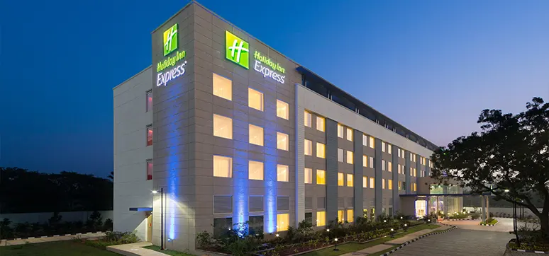 Facade of a luxurious Holiday Inn Hotel in Chennai
