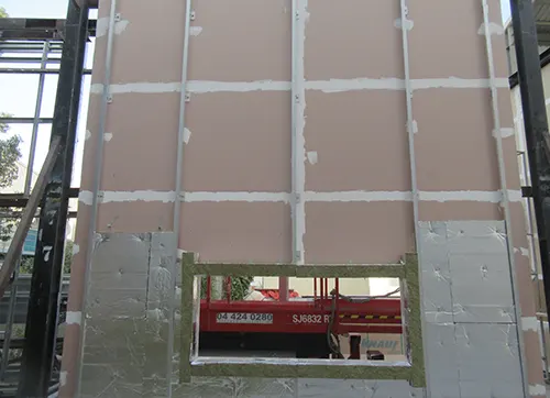 Picture 2: one of several typical ways used to protect the window opening facing a unique fire situation created during the fire test