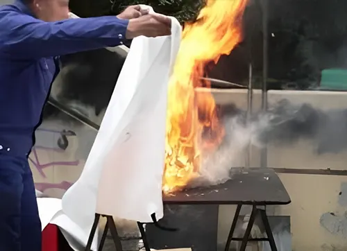 Fire blanket for testing fire safe designs