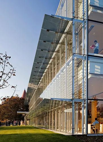 Double skin curtainwall was at Cambridge Public Library 