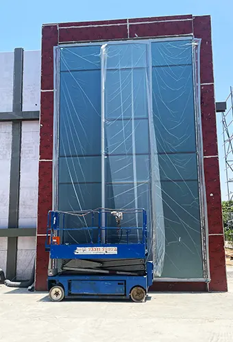 Performance Mock up test sample installed at façade testing laboratory to check the air leakage
