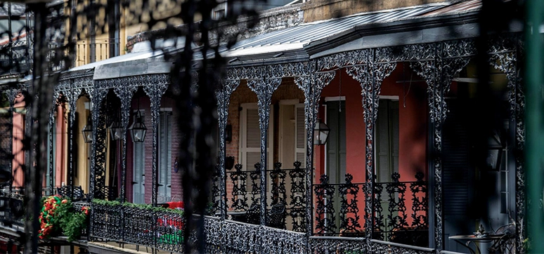 Cast iron works on Royal Street in the French Quarter of New Orleans USA
