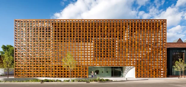 Wood façade, Aspen Art Museum, Colorado, USA