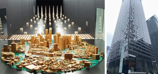 City model and modern skyscraper