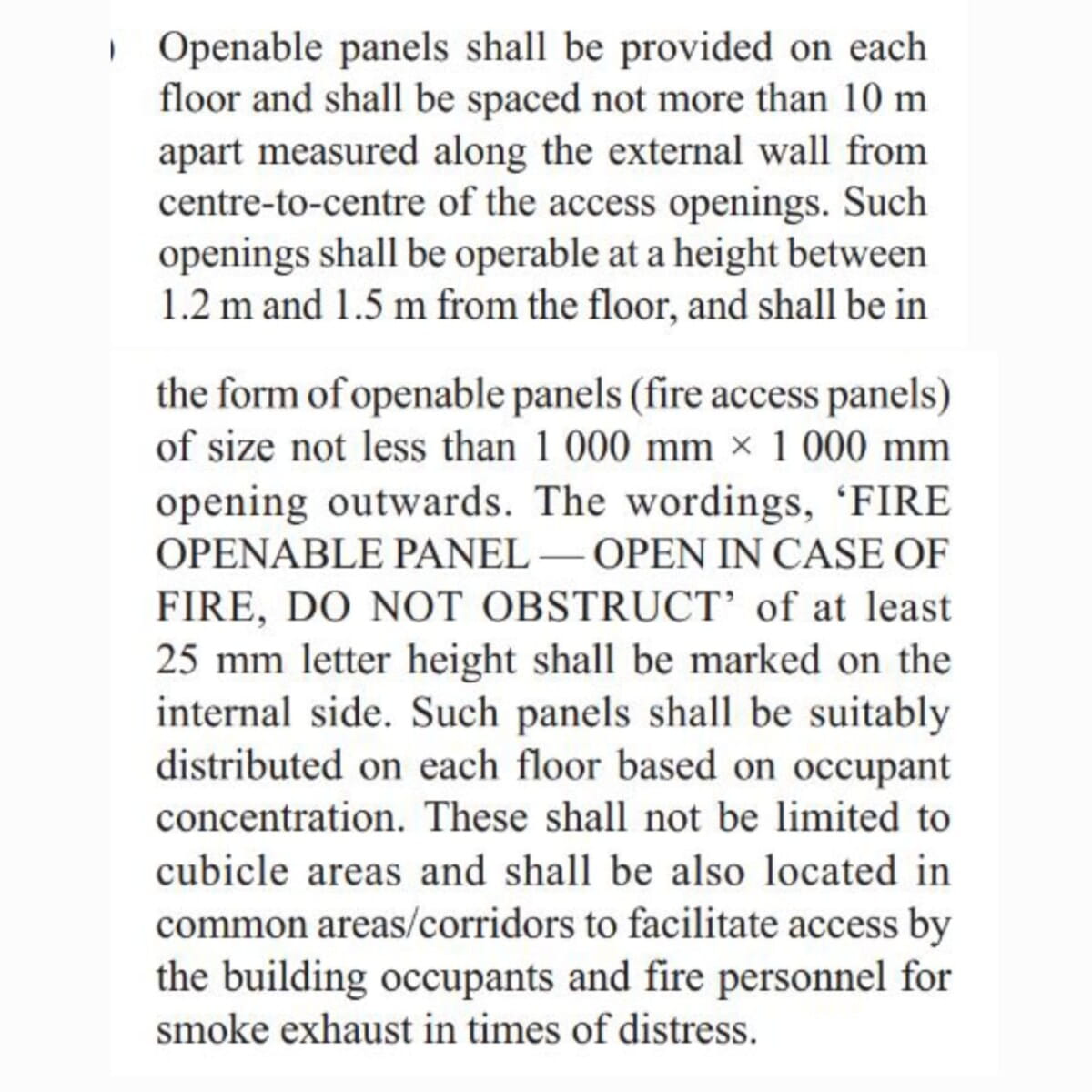 Snippet of the ‘SmokeVent’ section, presently in the National Building Code published in 2016