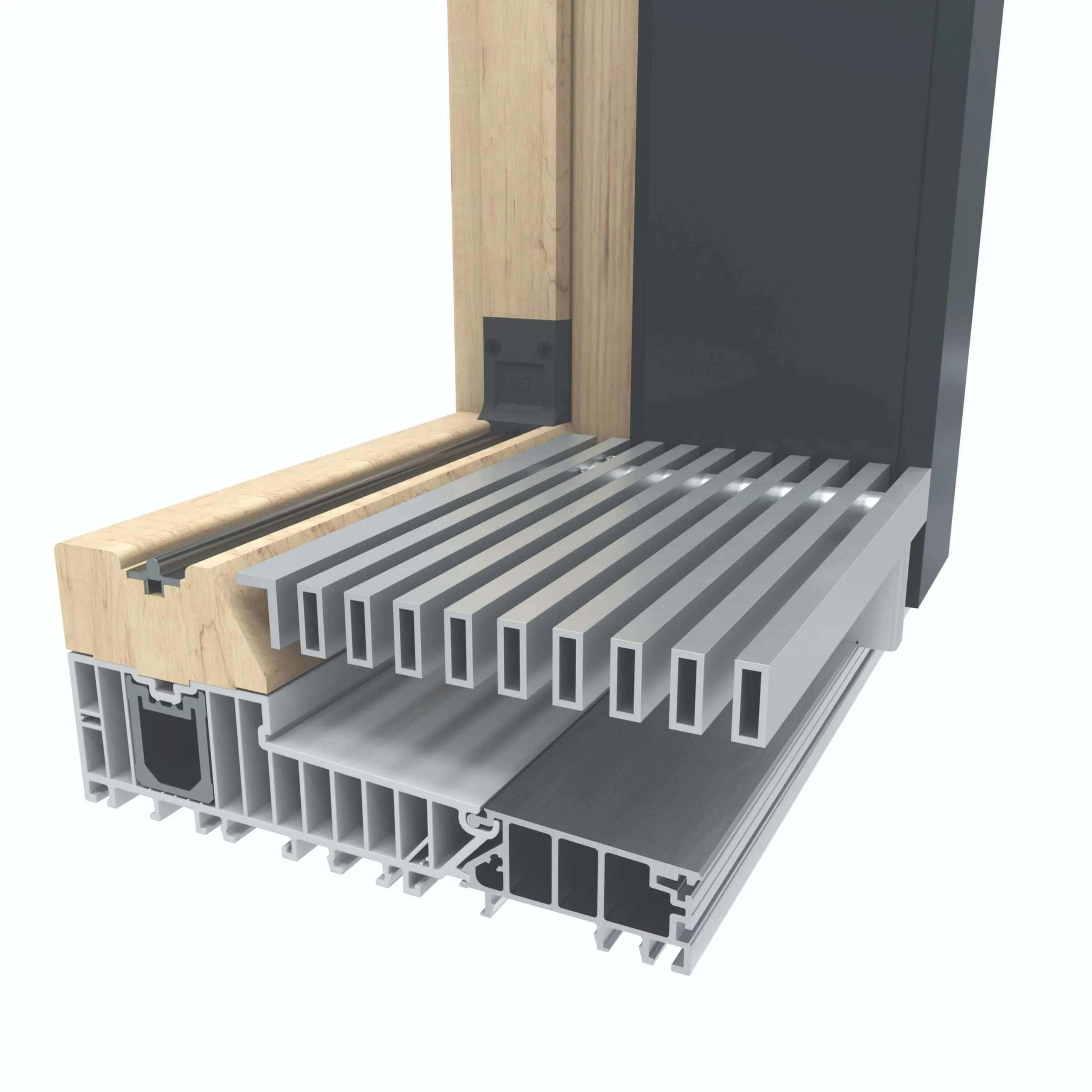 ECO PASS SKY axxent combines the barrier-free passage to the outside with an absolutelyzero-barrier threshold with perfect sill installation.