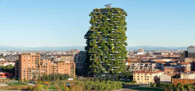 Bosco Verticale, Milan - Twin Residential Towers Alive With Vertical Forest Façades. Hosting Around 800 Trees And 20,000+ Plants, The Building Improves Air Quality, Supports Biodiversity, And Creates A Lush Urban Oasis Within A Dense Skyline