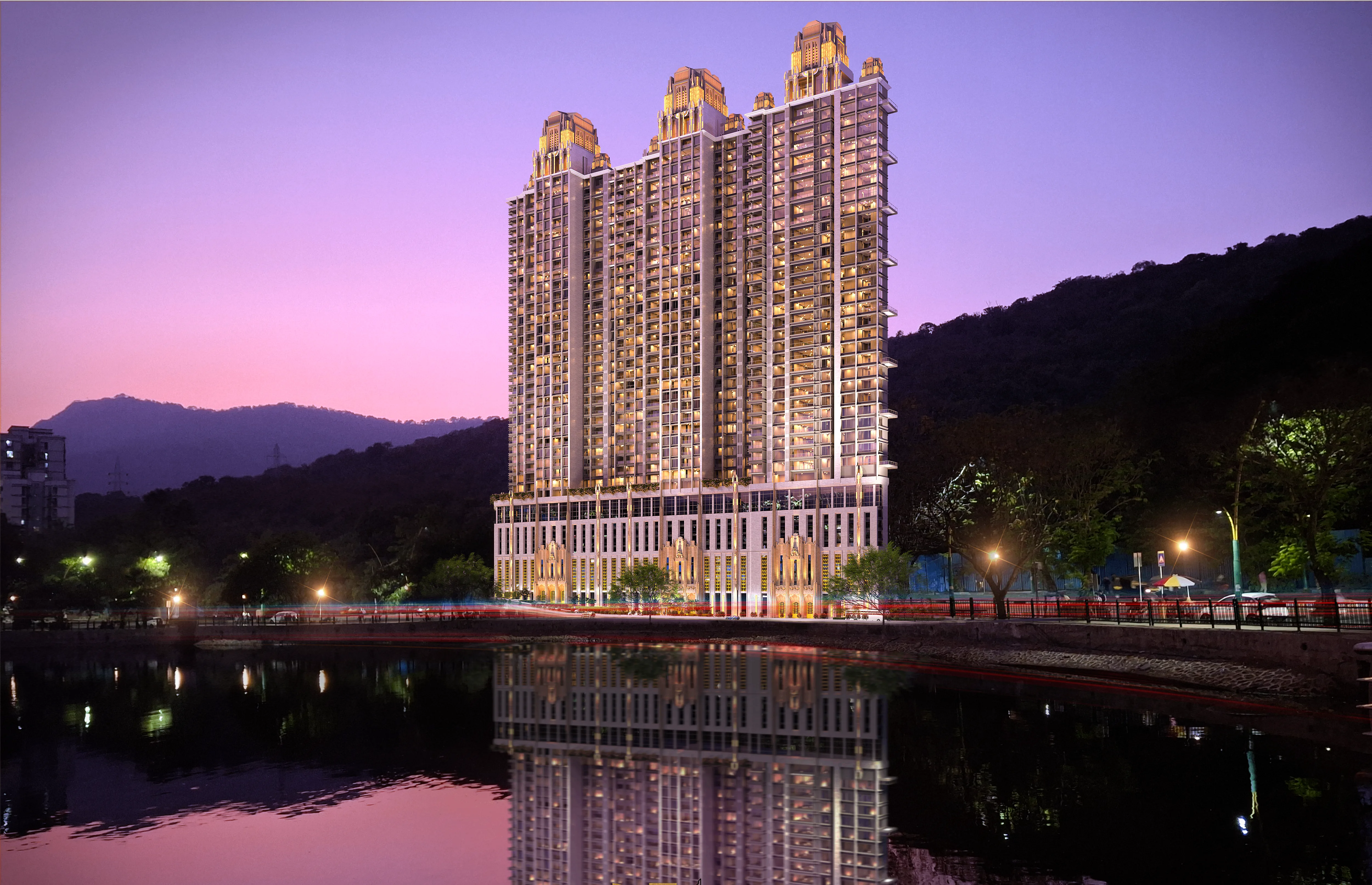The Art Deco façade lends a majestic, sophisticated charm to this ultra-luxurious project, perfectly Complemented By Its Serene Natural Surroundings