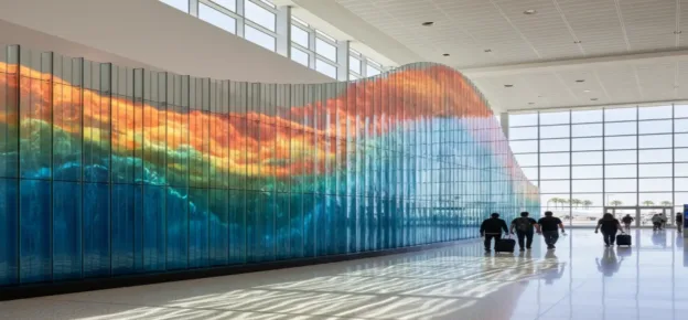 Curved Glass “Luminous Wave Wall” Debuts At San Diego Airport’s New Terminal 1