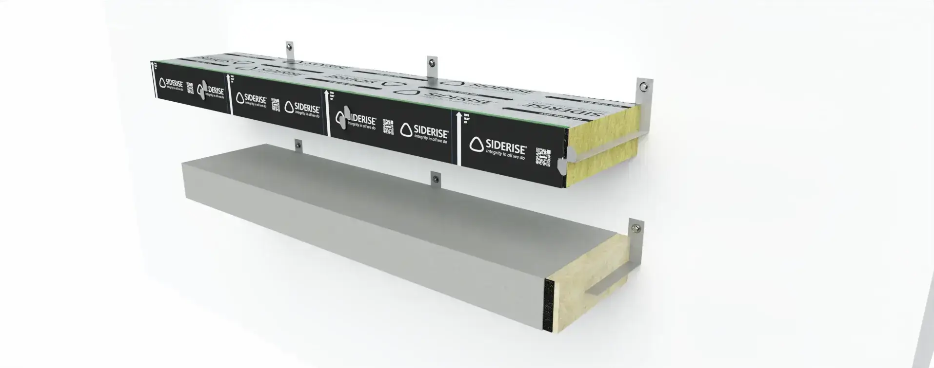 Figure 3 Side-by-side comparison of mechanically fixed full penetration brackets with bent tailse (top) and a mechanically fixed partial penetration bracket bottom) in large voids (for illustration purposes only)