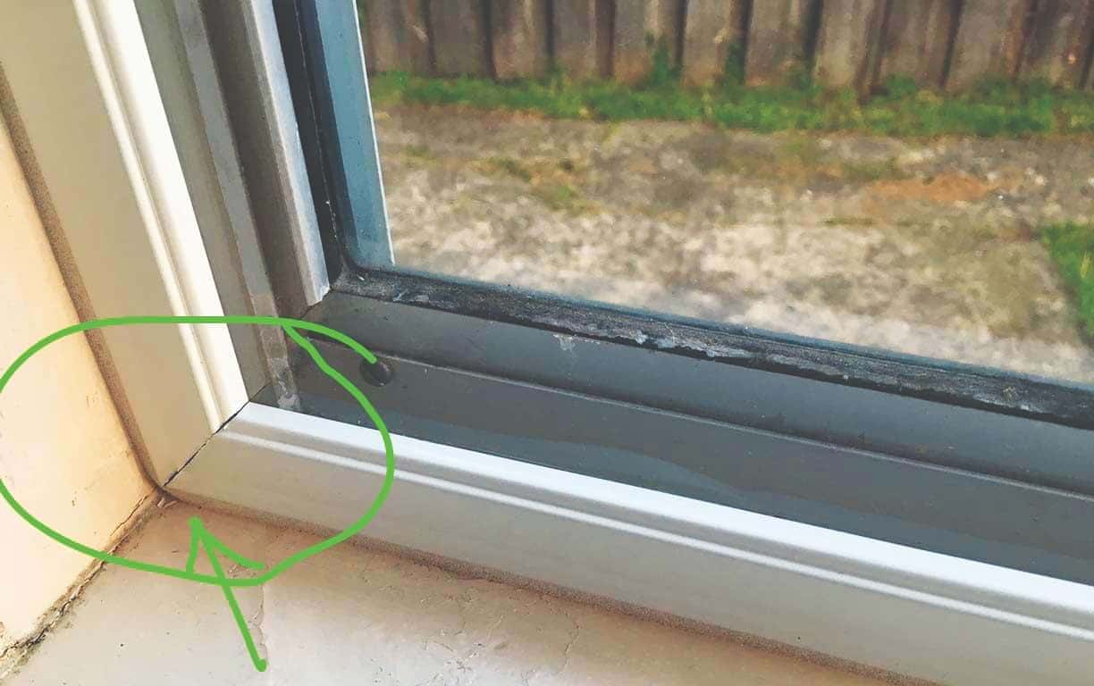 Frame separation from loosened connectors creates gaps for air, noise, and water infiltration