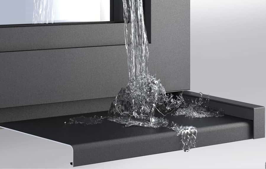 Lingel’s specially designed Aluminium Window Sills feature a 5-to-8-degree slope and extend beyond the wall, ensuring rainwater flows away from the building