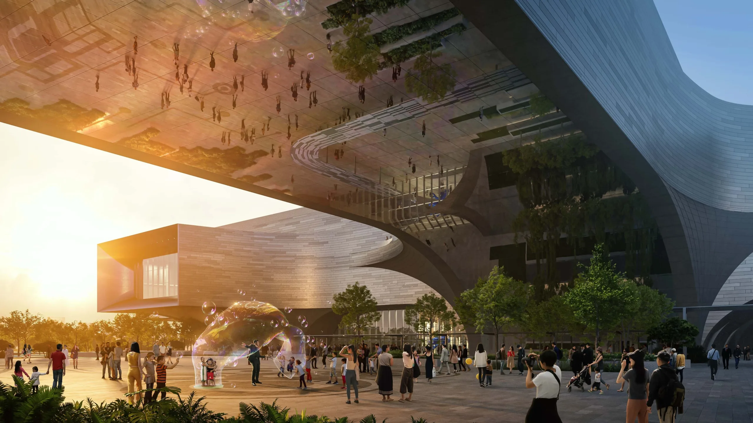 Outdoor activity plaza of the new Science Centre - A venue for place-making and community events. Note: The image is an artist’s impression, and the final design may be subject to changes. Image courtesy: Render by Negativ