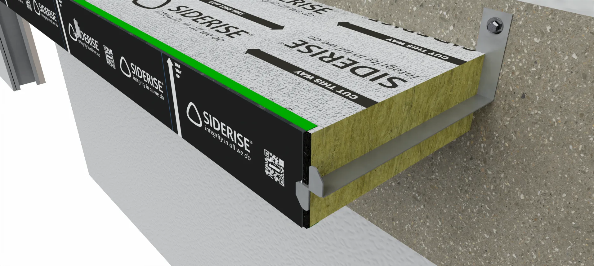 Figure 6- Siderise RH Horizontal Open State Cavity Barriers are tested and certified based on the use of fully penetrating brackets with retaining bent ends