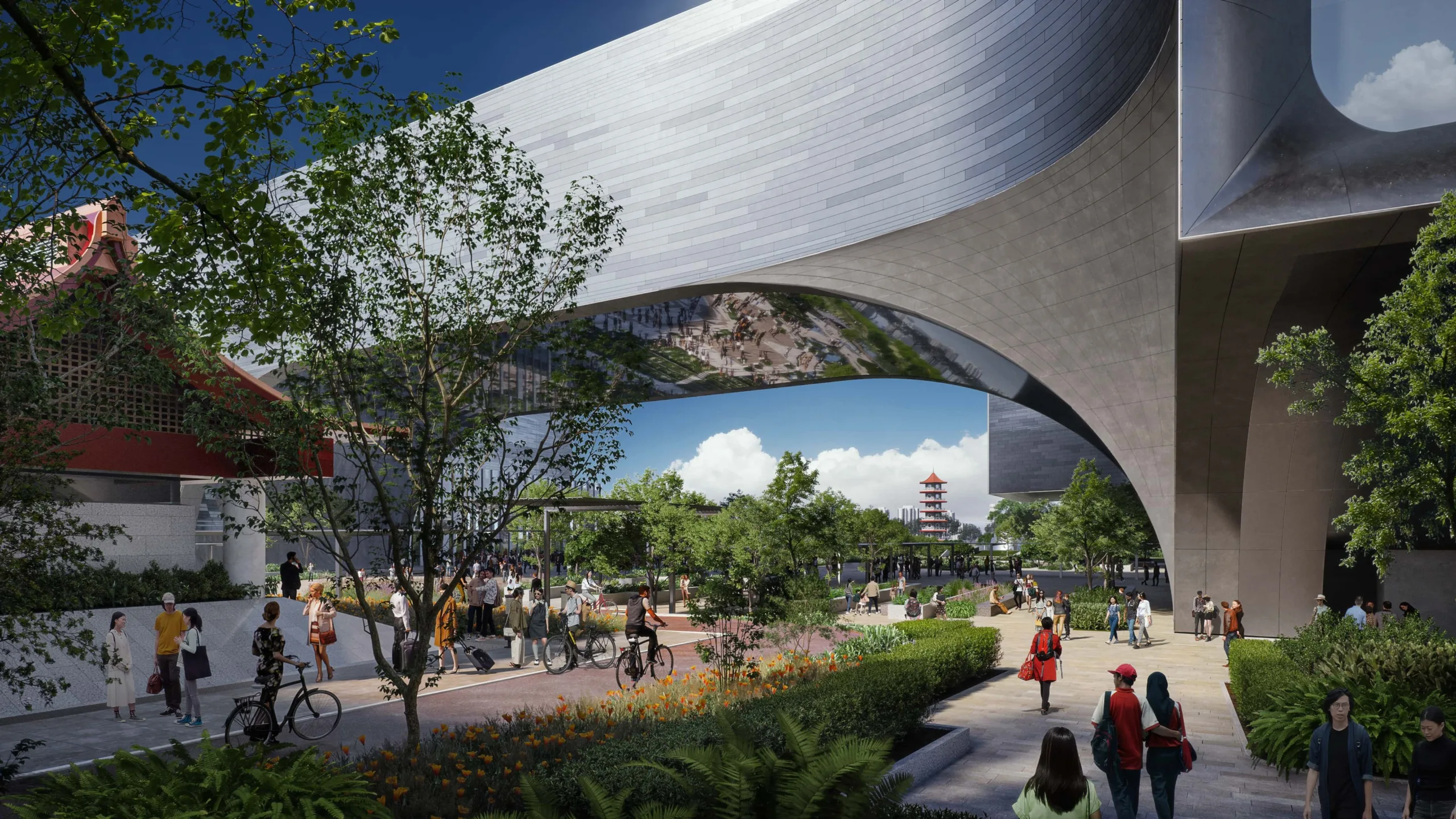View of the new Science Centre for visitors arriving by MRT Note The image is an artist’s impression and the final design may be subject to changes Image courtesy Render by Negativ