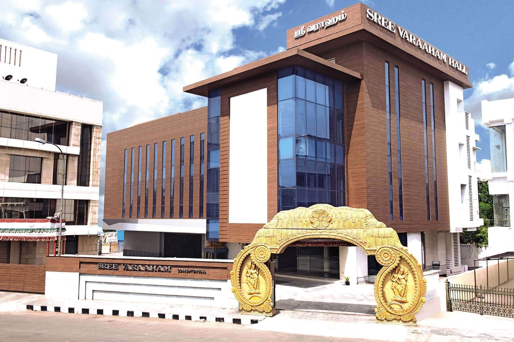 Shree Verham Hall, Chennai, Material CenturyExteria HPL (Image Credit- Century Plyboards)