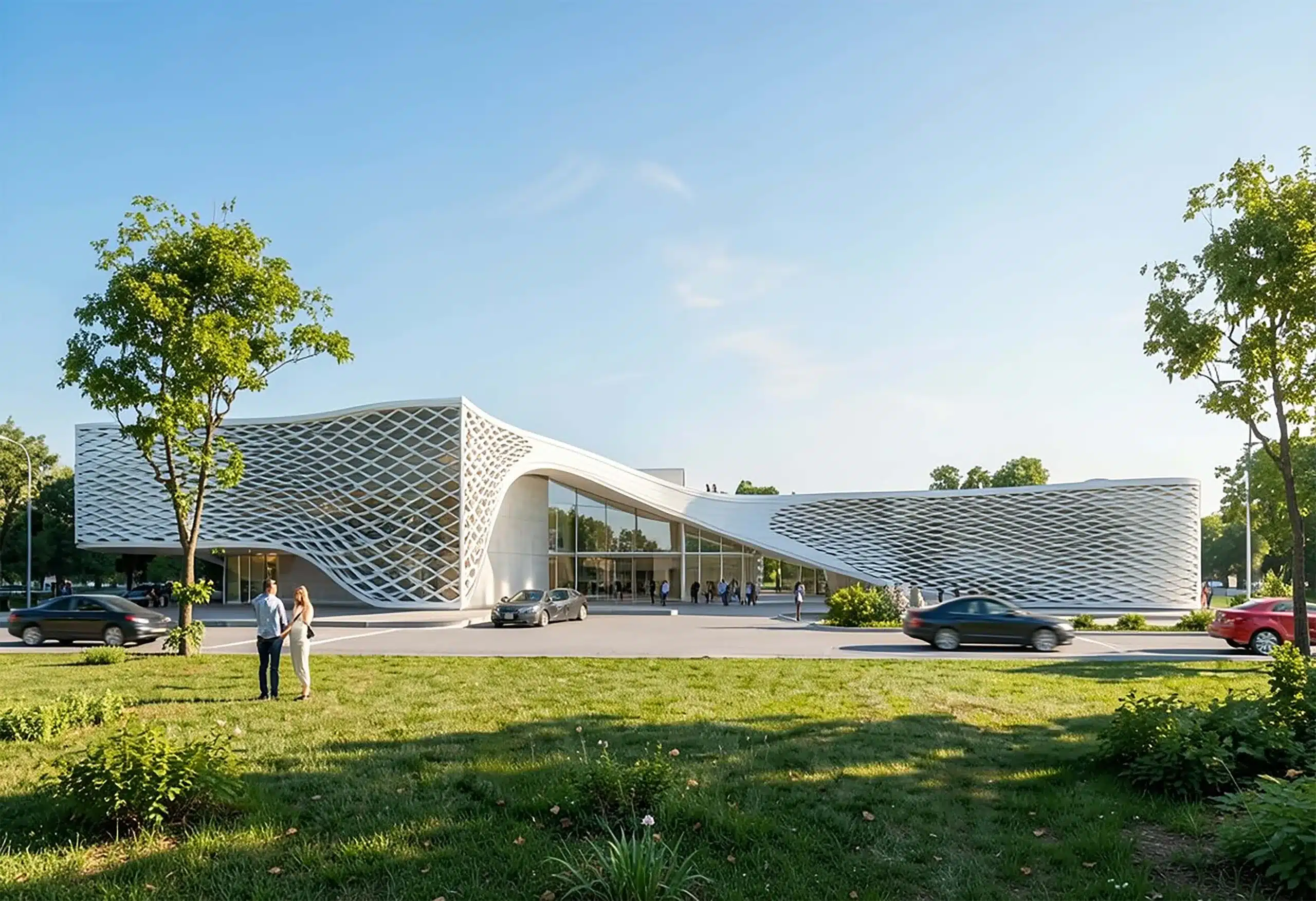The façade takes the form of a porous concrete exoskeleton, digitally rationalised to align geometry with performance. The skin is no longer added to a building; it becomes the building (Image Credit: Habitat Architects)