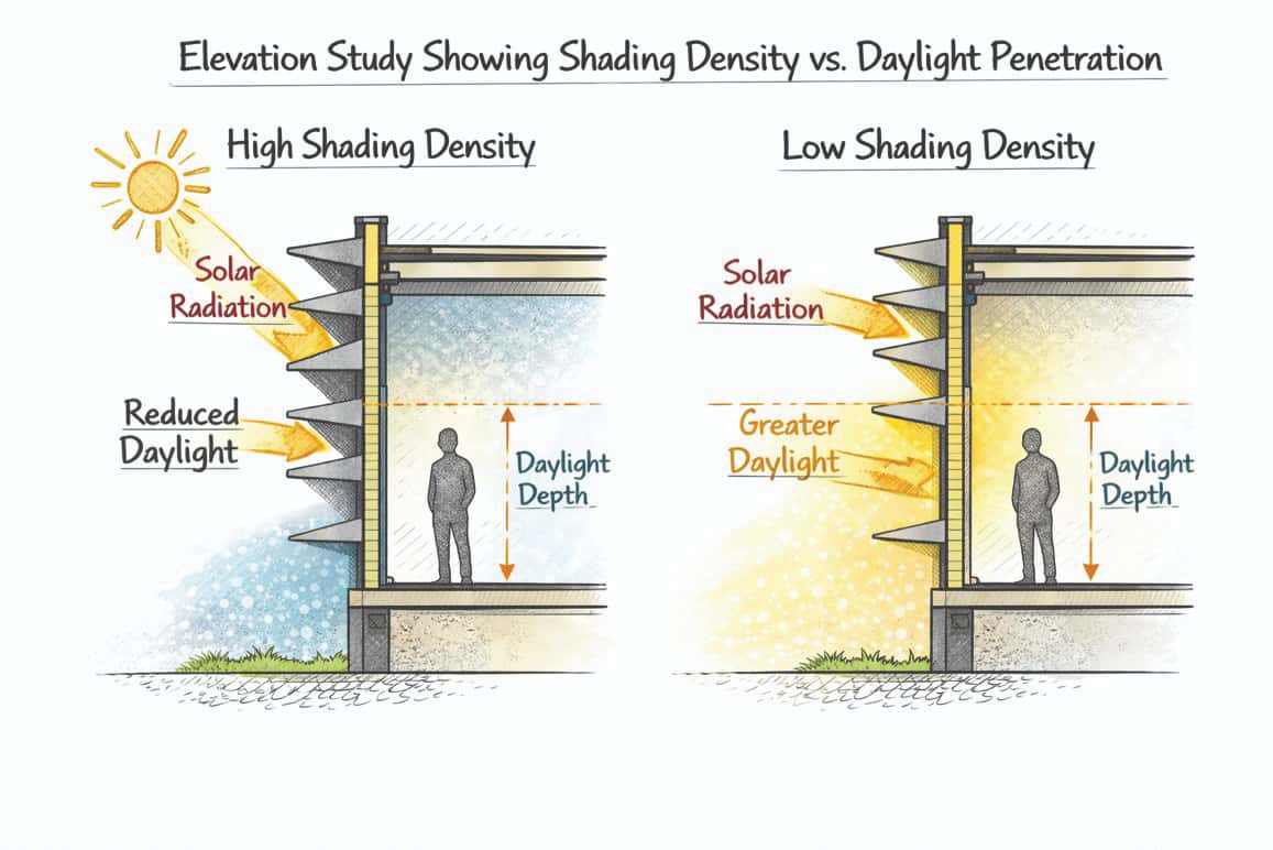 Shading density versus daylight penetration