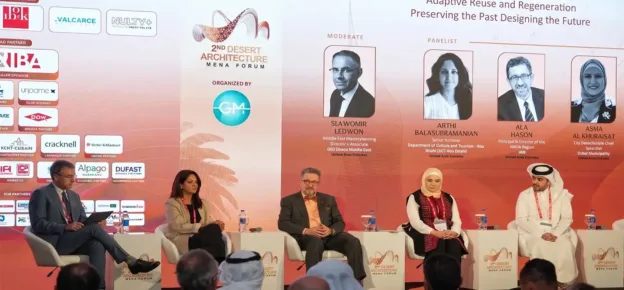 A panel discussion during the opening day of the Desert Architecture MENA Forum 2026, Dubai