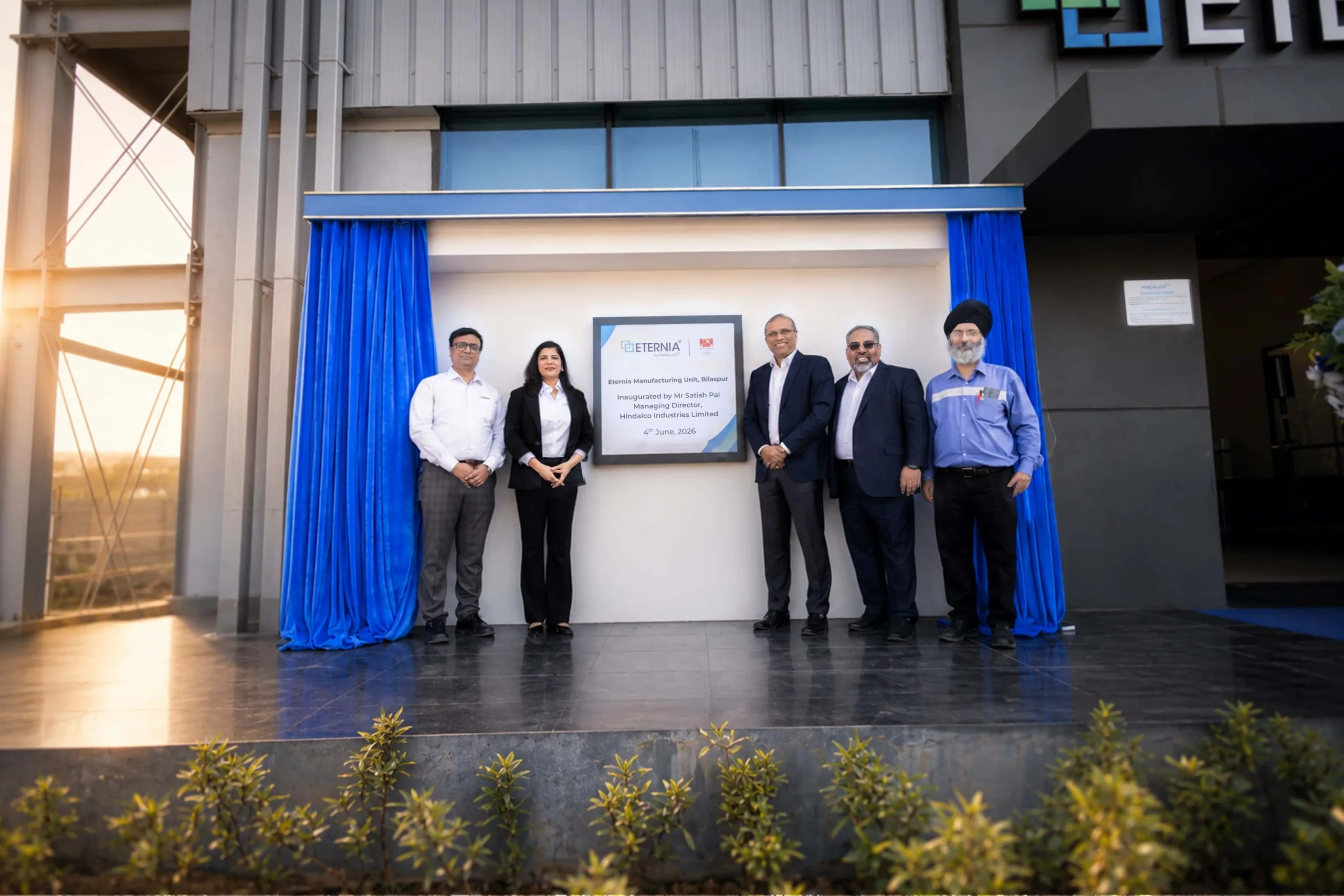 Mr . Satish Pai - MD - Hindalco Industrirs and Ms. Kopal Agrawal, CEO – Aluminium Downstream, Hindalco Industries Ltd at the launch of Eternia's  Bilaspur manufacturing facility.