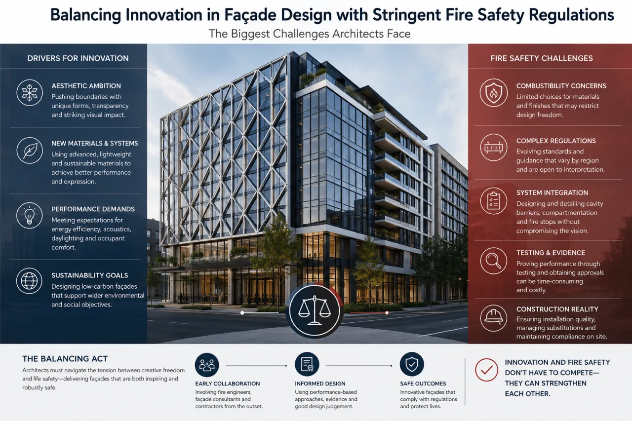 Balancing innovation in façade design with stringent fire safety regulations - The biggest challenges architects face (Image courtesy Duncan Winsbury)